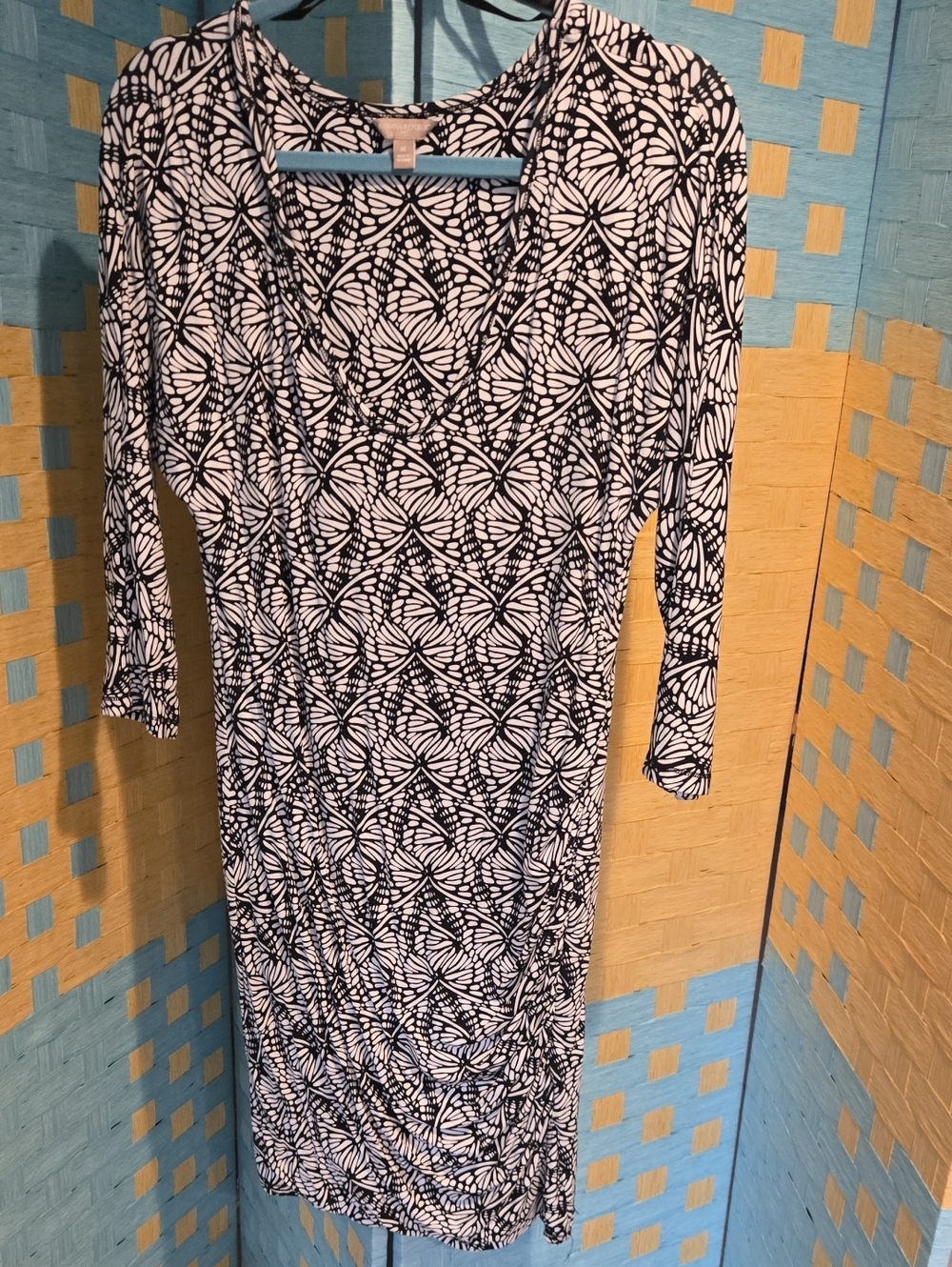 Banana Republic Black and White Geometric Midi Dress